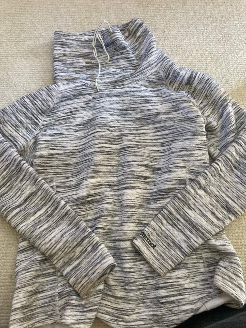 Marmot Gray Space-Dye Funnel Neck Pullover Hoodie